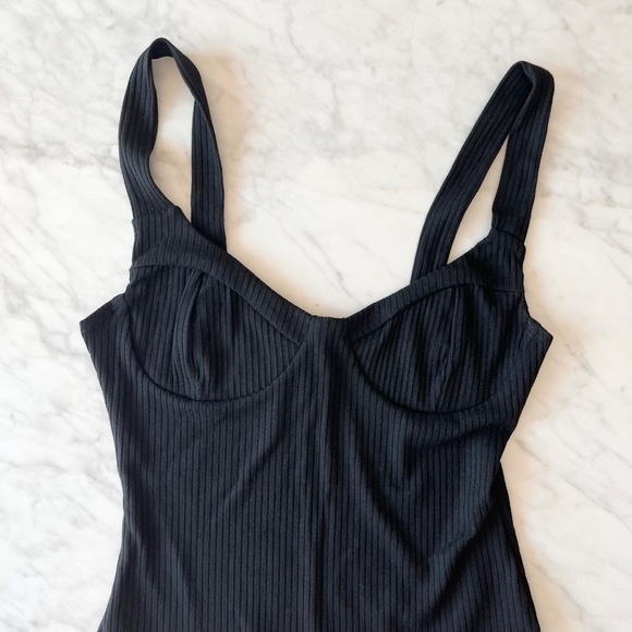 New with Tags - F21 Black Tank Bralette Style Thong Body Suit - Size M - Picture 2 of 5
